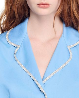 Beaded Trim Cotton Shirt 