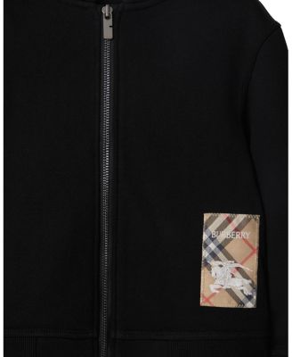 Unisex Check Label Cotton Zip Hoodie - Little Kid, Big Kid