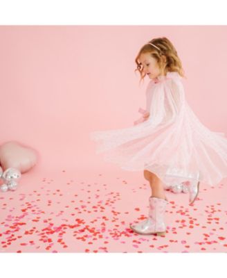 Girls' Flocked Heart Valentine's Day Cape - Little Kid, Big Kid
