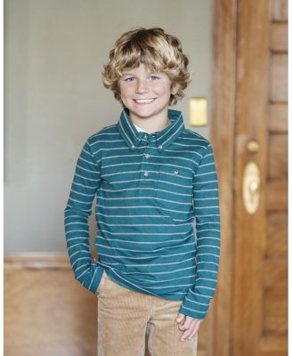 Boys' Organic Long Sleeve Jersey Knit Polo Shirt - Little Kid, Big Kid