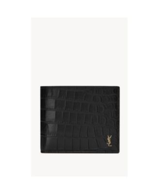 Tiny Cassandre East/West Wallet in Crocodile-Embossed Matte Leather