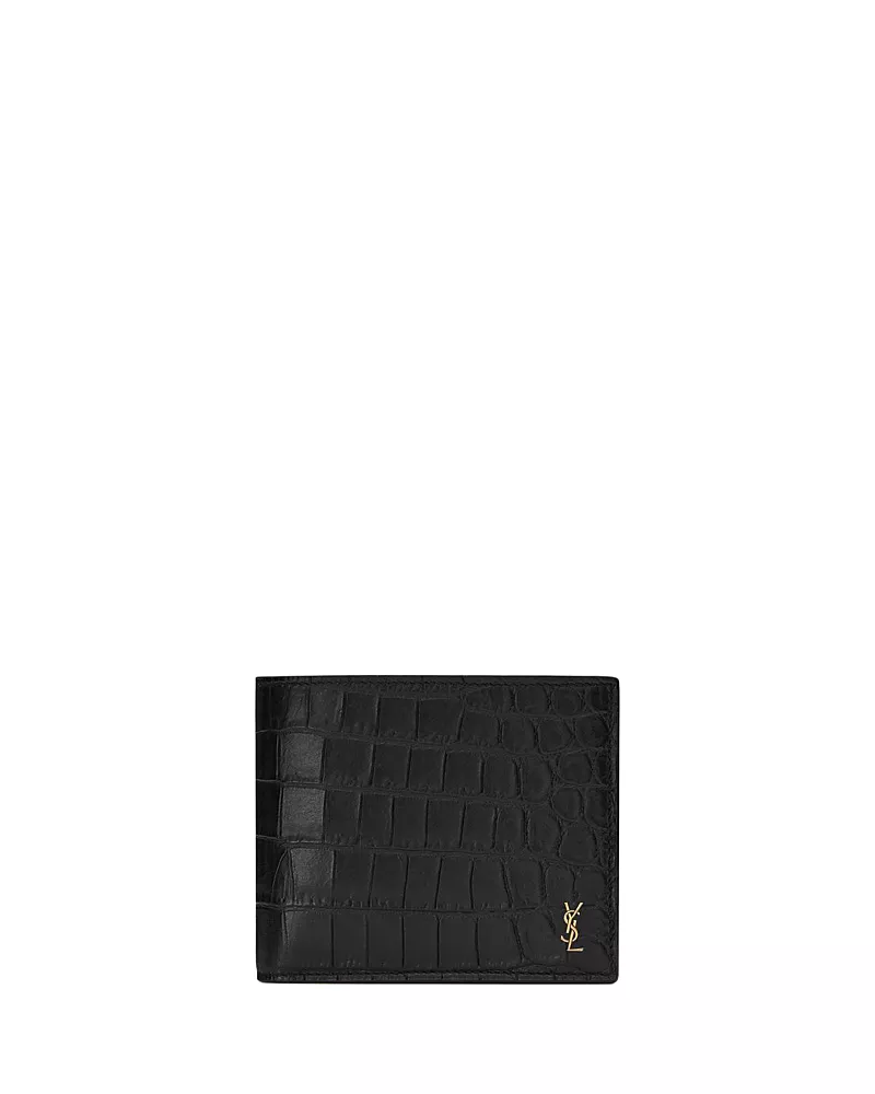 Saint Laurent Tiny Cassandre East/west Wallet in Crocodile-embossed Matte Leather