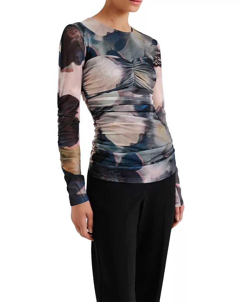 Malina Elionora Sheer Jersey Long Sleeve Top