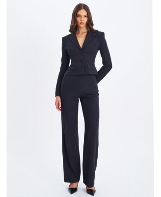  Quinne Striped Single-Breasted Peplum Blazer