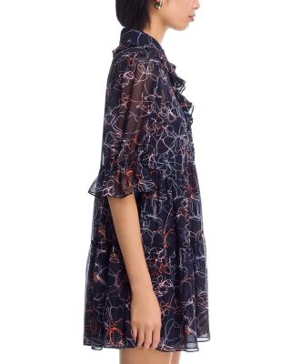 Malva Linework Floral Dress