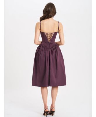 Oakleigh Cotton Lace-up Back Midi Dress