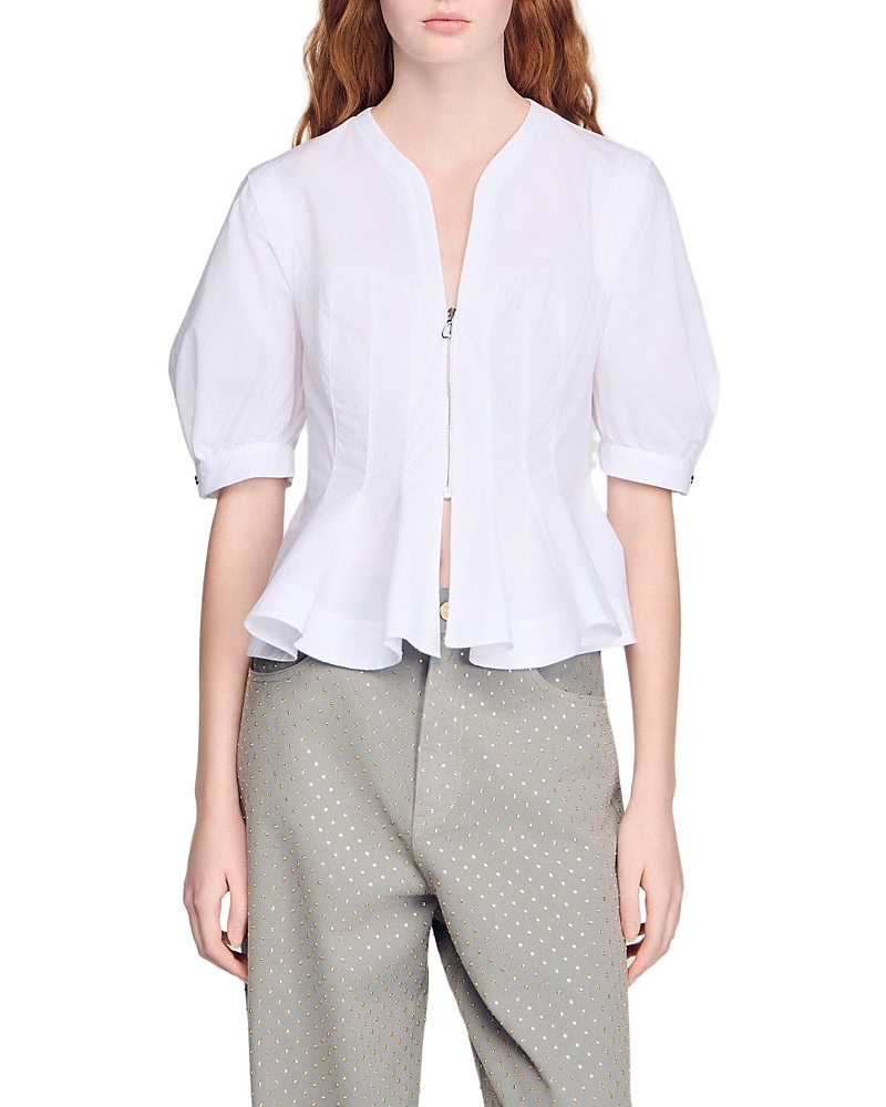 Sandro Zipped Peplum Shirt