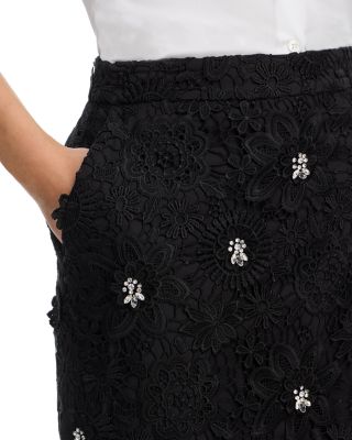 Embellished Lace Pencil Skirt