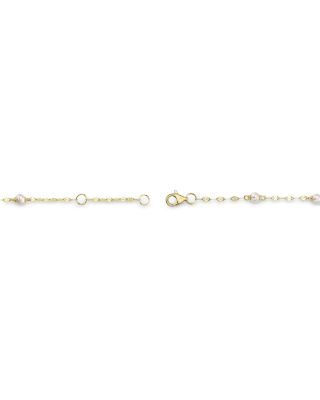 14K Yellow Gold Cultured Pearl Sparkle Chain Bracelet