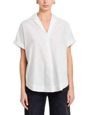 Poplin Collar Short Sleeve Pullover Top