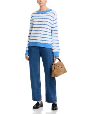 Teddy Knit Open Stripe Boat Neck Sweater