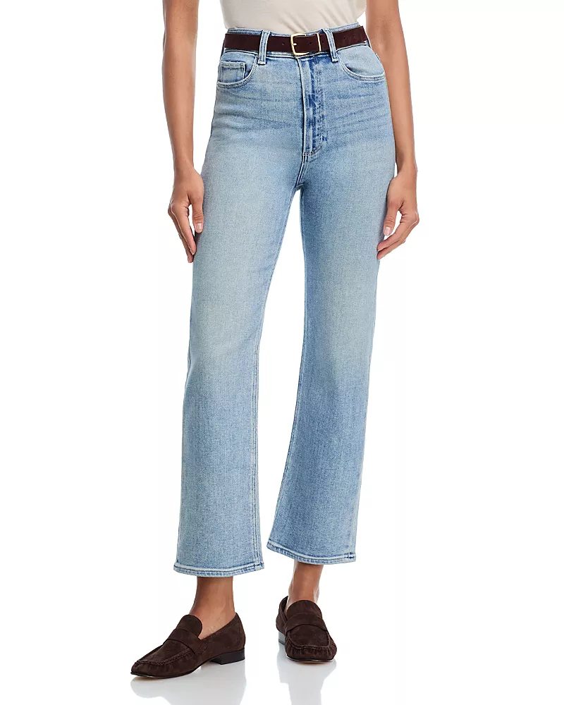 Paige Stevie High Rise Ankle Straight Jeans in Lisbon Light