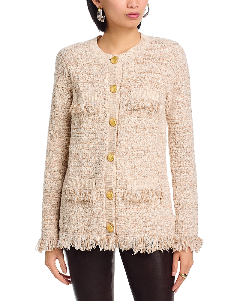 L'Agence Kastoria Fringe Trim Cardigan Sweater