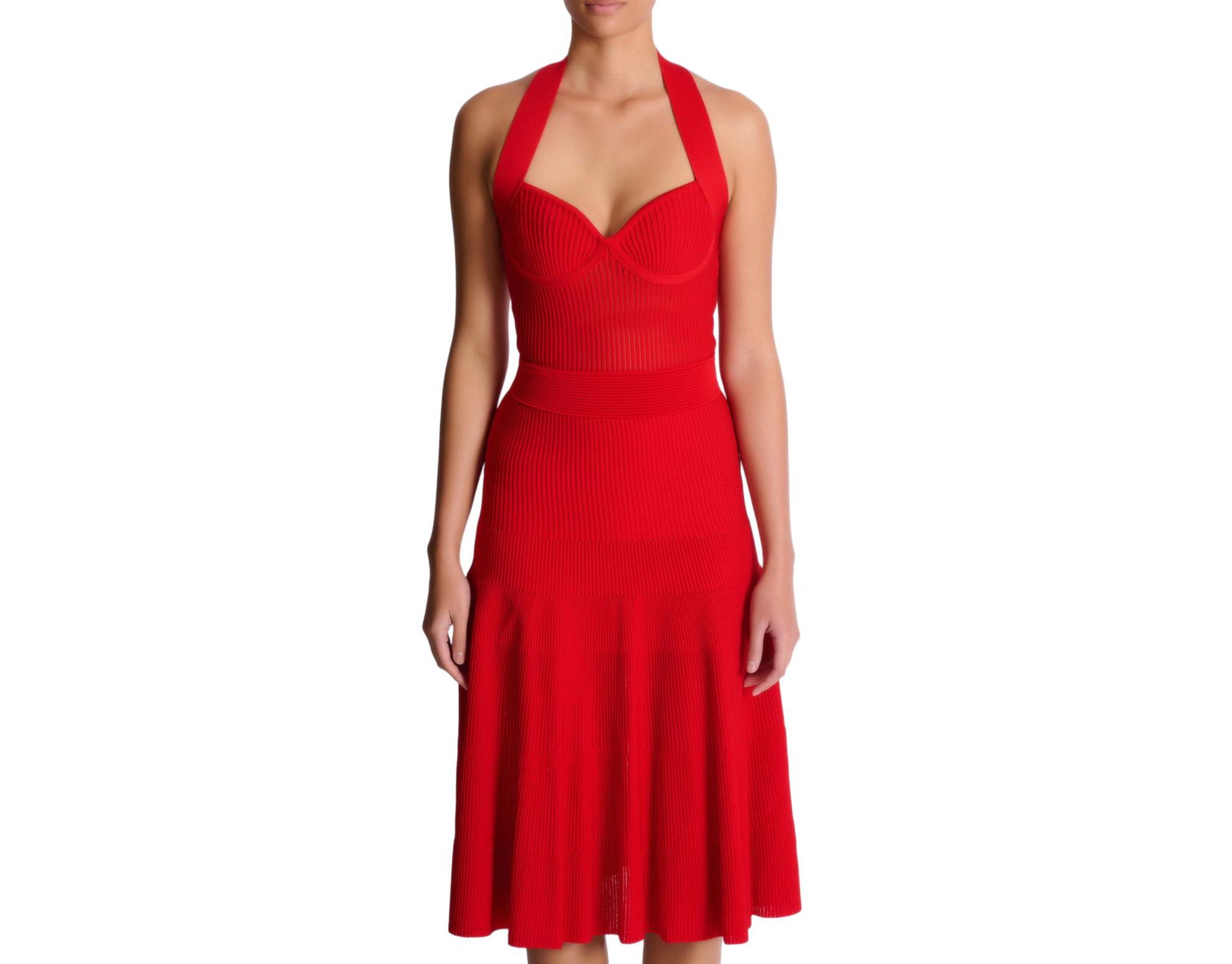 Halterneck Pleated Knit Midi Dress — Image 11