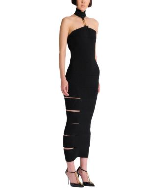  Long Sleeveless Dress with Embellished Detail