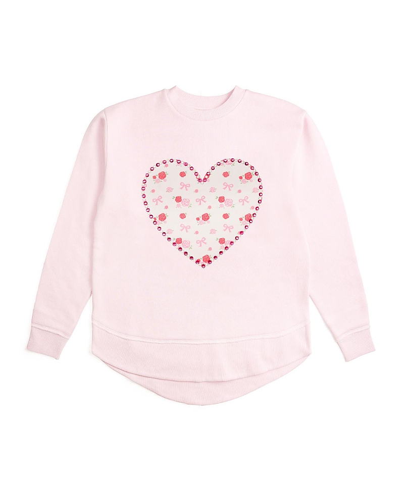 Sweet Wink Women's Dainty Rose Pearl Heart Patch Sweatshirt