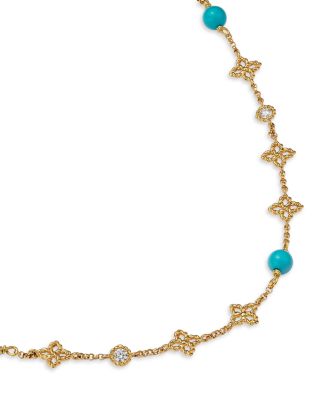 18K Yellow Gold Principessa Turquoise & Diamond Collar Necklace, 16-18"