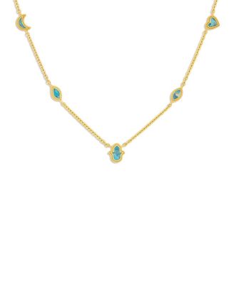  Peaceful Intentions Turquoise Multi-Symbol Gold Necklace