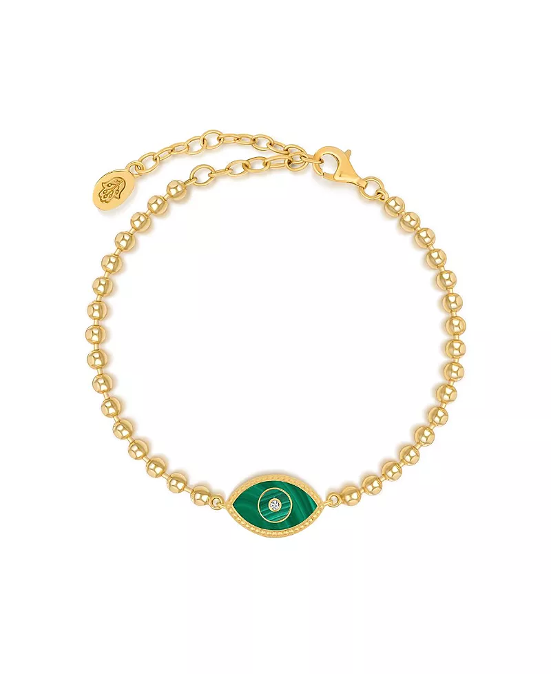 Karma and Luck Bright Soul Evil Eye Malachite Gold Bracelet