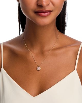 18K Yellow Gold Venetian Medallions Pink Opal, Mother of Pearl & Diamond Oval Pendant Necklace, 15-17"