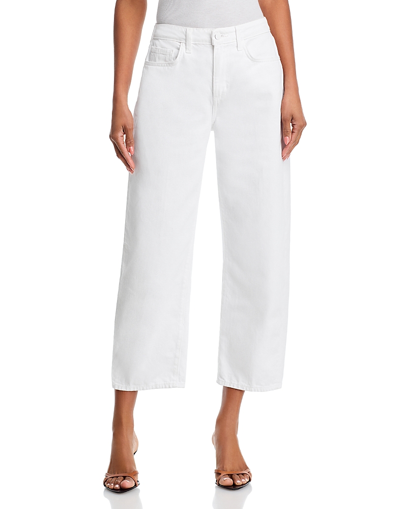 L'Agence Mallis High Rise Bow Leg Jeans in Blanc