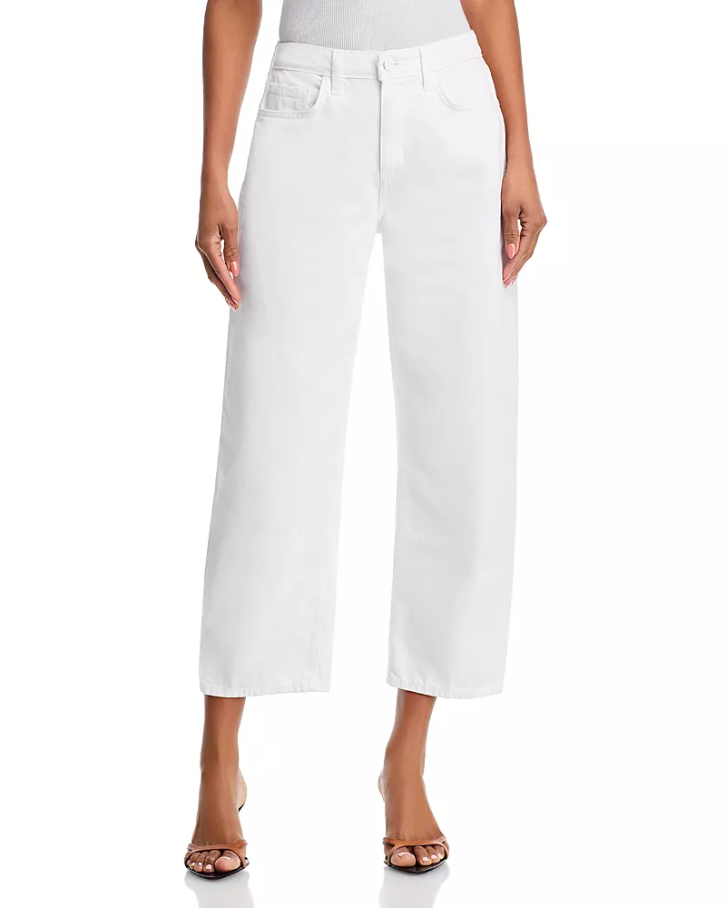 L'Agence Mallis High Rise Bow Leg Jeans in Blanc