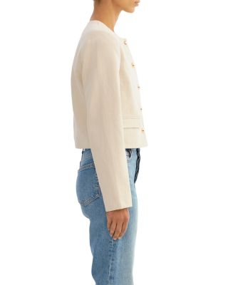 Linen Twill Collarless Jacket