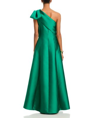 Long Mikado One Shoulder Bow Fit and Flare Gown - Exclusive