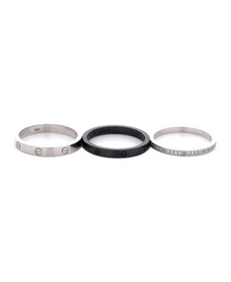  Love Band 3 Ring Set 18K White Gold, Diamonds, and Ceramic