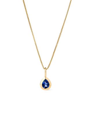  Solid Yellow Gold Teardrop Charm Necklace
