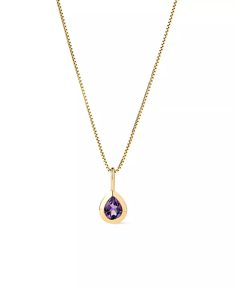 Ana Luisa Solid Yellow Gold Teardrop Charm Necklace