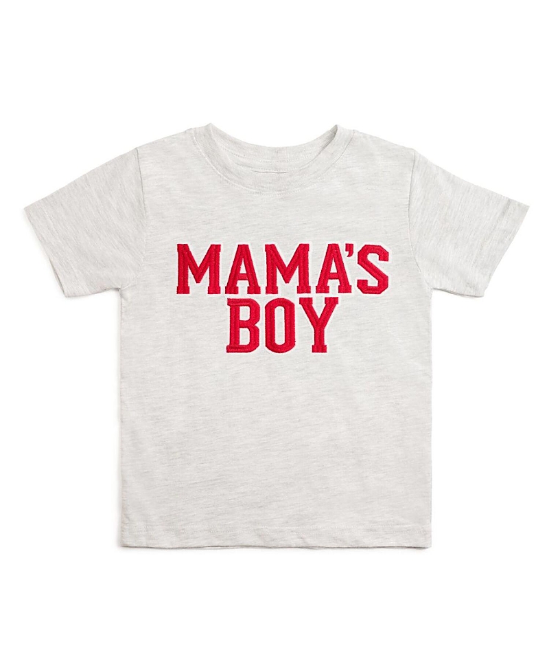Sweet Wink Boys' Mama's Boy Varsity Patch Valentine's Day Short Sleeve T-Shirt - Baby, Little Kid