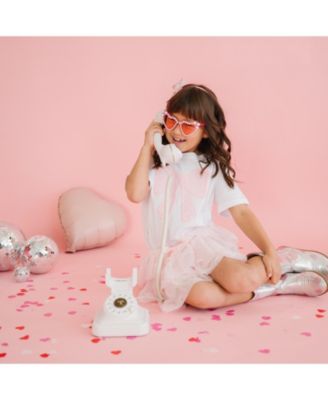 Girls' Lace Bow Puff Ink Short Sleeve T-Shirt - Big Kid