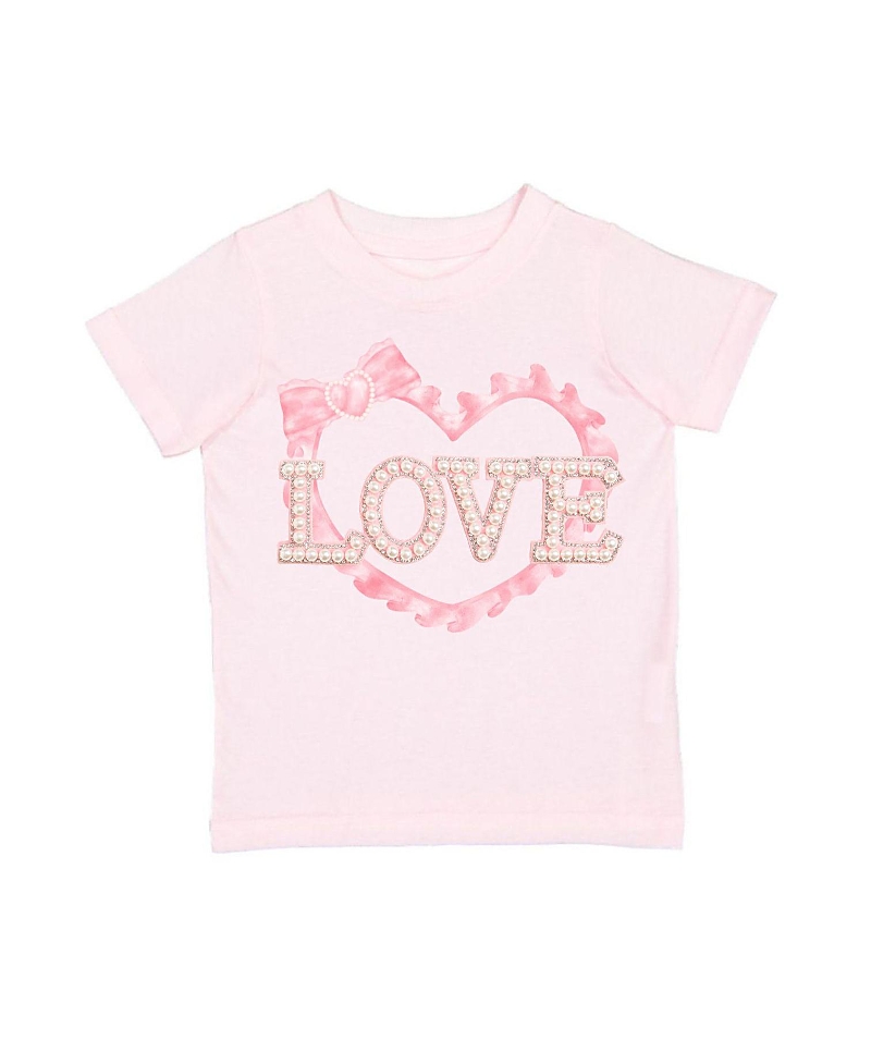 Sweet Wink Girls' Pearl Love Patch Valentine's Day Short Sleeve T-Shirt - Big Kid