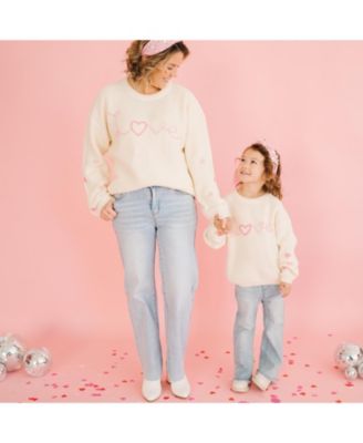 Girls' Ditsy Love Valentine's Day Knit Sweater - Baby, Little Kid