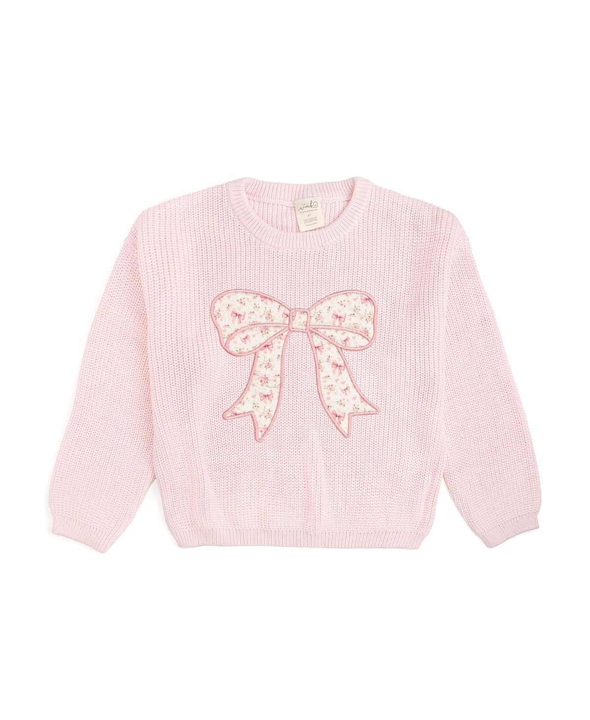 Sweet Wink Girls' Ditsy Floral Bow Knit Sweater - Big Kid