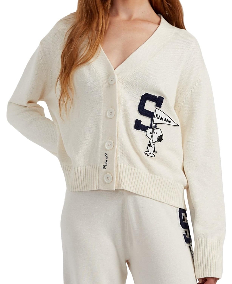 Chinti & Parker Women's Cotton Snoopy Varsity Cardigan