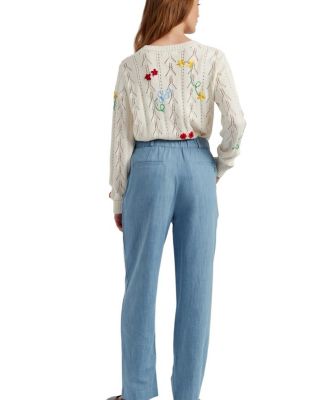  Women's Linen Blend Gingham Trousers