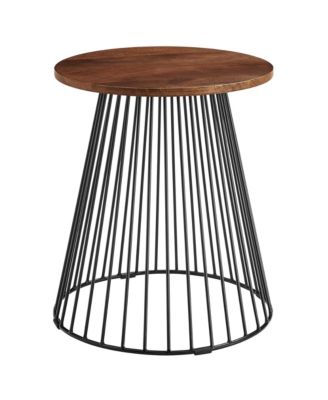  Valeo Round Wood and Metal Side Table