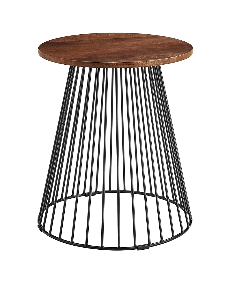 Modway Valeo Round Wood and Metal Side Table
