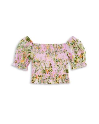 Girls' Marlee Smocked Floral Puff Sleeve Top - Big Kid