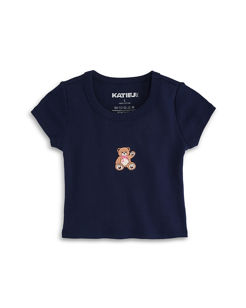 KatieJnyc Girls' Tween Teddy Embroidered Tee - Big Kid