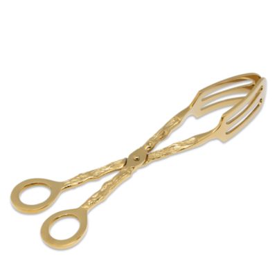 Arbor Polished Gold Tone Twig Serving Tongs, Set of 2