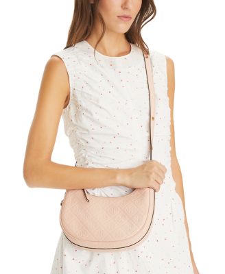 T Monogram Leather Crescent Bag