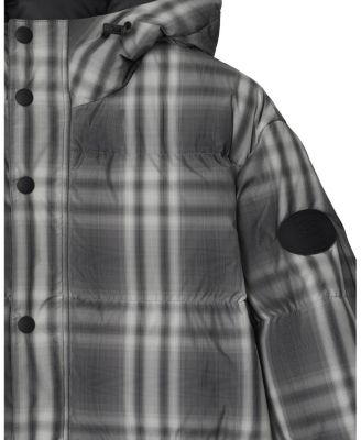 Ombre Check Hooded Puffer Jacket