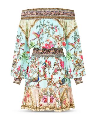 Silk Off The Shoulder Mini Dress