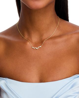 Diamond Bezel Scattered Bar Necklace in 14K Yellow Gold, 0.50 tcw