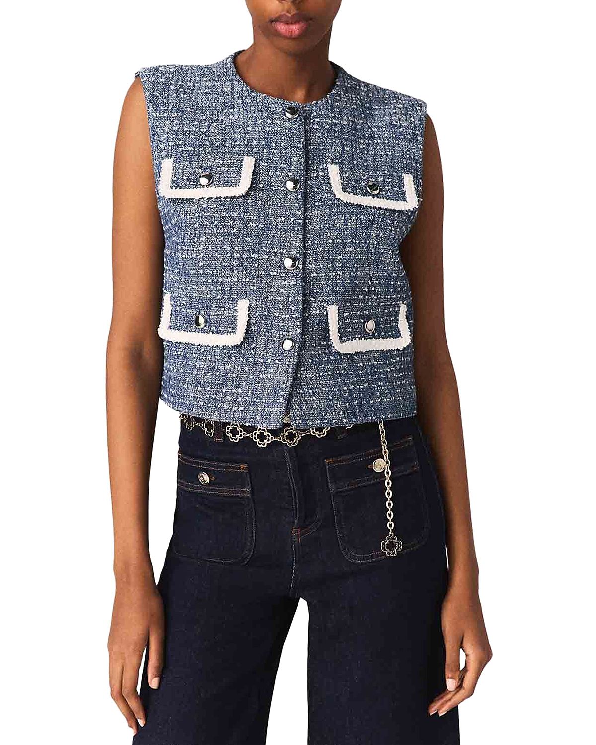 Maje Sleeveless Tweed Jacket