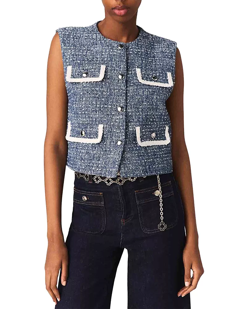 Maje Sleeveless Tweed Jacket