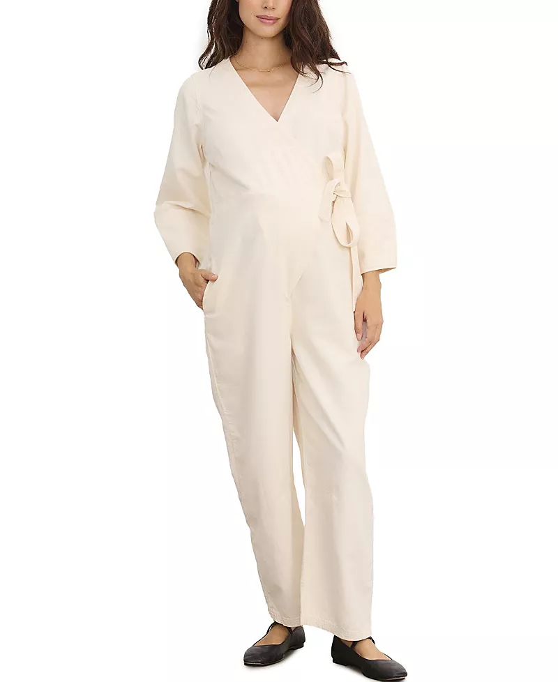 Hatch Collection The Drapey Denim Easy-Nurse Maternity Jumpsuit